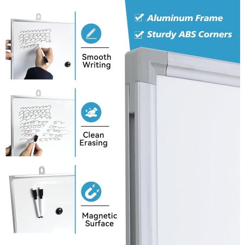 Magnetic Writeboard 24X36 Dry Erase Board Hanging & Wall Mounted Whiteboard S Aluminium Frame Message Boards for Home, School, Office, Kitchen