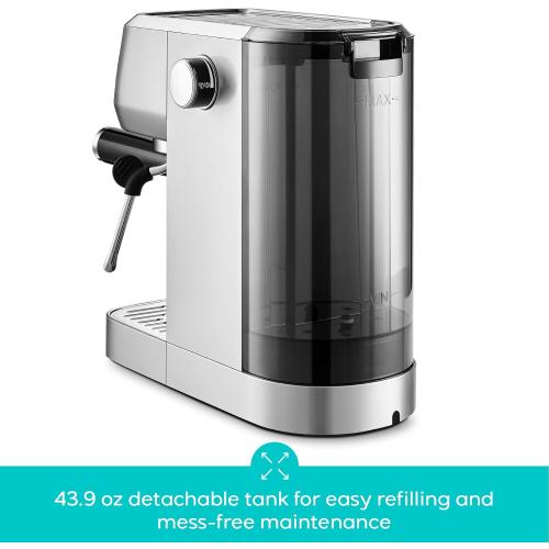 CASABREWS 3700 Essential Espresso Machine 20 Bar, Stainless Steel Cappuccino & Latte Machine with Steam Frother for Home, 43.9oz Water Tank, Silver
