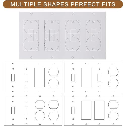 Outlet Insulators Draft Sealers - 4 Sizes EVA Foam Socket Insulation Gaskets | Universal Electric Switch Wall Plate Covers for Energy Saving, Draft Blocking (White, Quadruple 5 Pack)