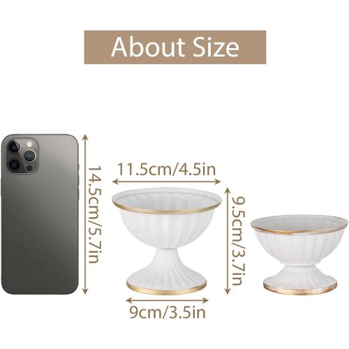 Sziqiqi Mini White Flower Arrangement Pots for Centerpiece Table Decorations Metal Vase Urn Planter Decor for Home Wedding Party Christmas (3.7IN-10PCS, White)