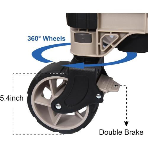 LEADALLWAY 3-in-1 Multi-Purpose Camping Table Wagon Portable Outdoor Platform Truck, Dolly & Utility Cart with 5.4 Wheels