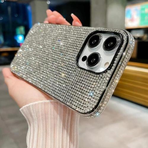 Casechics Compatible with iPhone Case,Crystal Glitter Diamond Protection Bling Sparkle Rhinestone Soft Shockproof Cover Phone Case (White,iPhone 13 Pro Max)