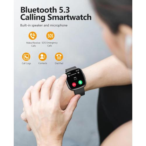 Smart Watches, 1.72 Smartwatch for Men Women (Answer/Make Call), Fitness Tracker with 100  Sport Modes, IP68 Waterproof, Heart Rate/Sleep/Spo2 Monitor, Activity Tracker for Android iOS