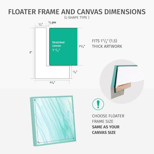 PIXY CANVAS Floater Frame 10x10 for 1-1/2 (1.5) inch Deep Canvas Paintings/Canvas Prints/Wood Canvas Panels/Wall Art/Wall Decor/Home Decor/Artwork (White, 10 x 10 inch, Square)