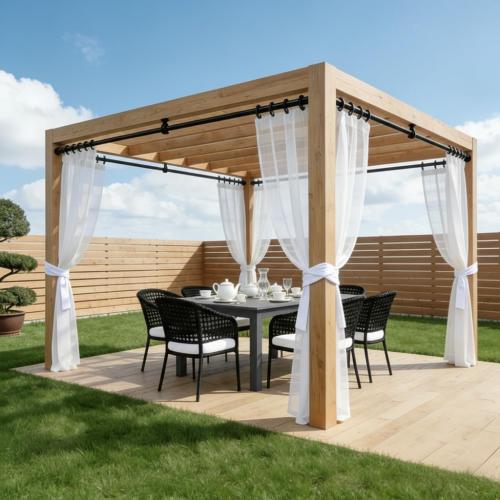 Tension Curtain Rods 51-86 Inch(5-7.17Ft),Shower Curtain Rods No Drilling,Heavy Duty tension rod for Bathroom Windows Room Divider Outdoor Patio,Easy Install,Never Rust,Diameter 1.26 In-Black