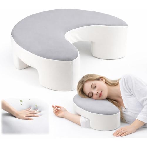Side Sleeper Pillow with Arm Hole for Shoulder Neck Pain Relief, Ergonomic Arm Pillow for Side Sleepers Adults with Rotator Cuff & Cervical Support, Cooling Memory Foam, Machine Washable Cover