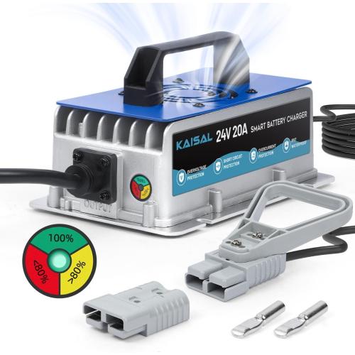 Forklift Battery Charger 24V 20A Trickle Charging Pallet Jack Battery Charger 24 Volt Forklift Charger with 16FT Cable for 24V Electric Pallet Jack, Stacker, Floor Scrubber, Scissor Lifter