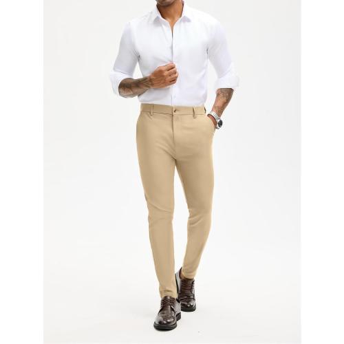 Size 32 ... Men's Slim Fit Stretch Dress Pants Skinny Tapered Suit Trousers with Expandable Waist