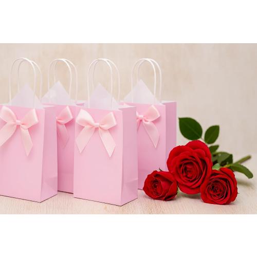 SUNCOLOR 24-Pack Pink Gift Bags with Handles – 8 Goodie Bags for Party Favor Bags, Baby Showers, Birthdays & Special Occasions (Pink)