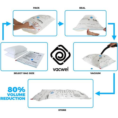 14-Pack Variety - Ziplock Vacuum Storage Bags for Clothes - Space Saver Bags for Packing Clothes - Vacuum Space Bags – 4xJumbo (43x30in)  4xLarge (32x21in)  6xMedium (28x20in)  Bonus Hand Pump