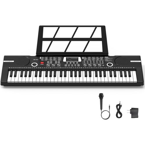 61 keys keyboard piano, Electronic Digital Piano with Built-In Speaker Microphone, Sheet Stand and Power Supply, Portable piano Keyboard Gift Teaching for Beginners