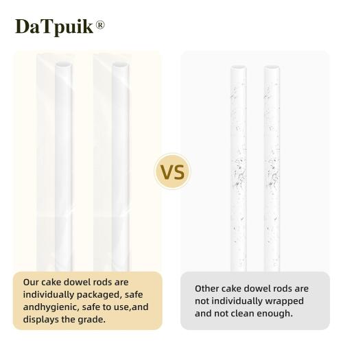 25 PCS 9.5 Inch White Plastic Cake Dowel Rods for Tiered Cake Pillars Construction and Stacking Supporting Cake Round Dowels Straws with 0.4 Inch Diameter Individually Wrapped