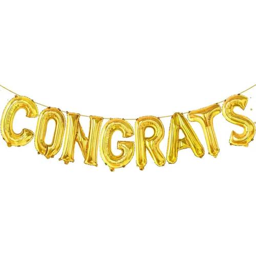 Soochat Congrats Balloon 16 Inch Congrats Letter Balloons Congratulations Mylar Foil Balloons for Graduation, Proms, Engagements, Weddings Party Decorations Supplies (Gold)