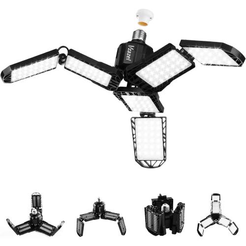 LED Garage Light, 120W, 12000LM, 3 3 Adjustable Panels, Black, Ceiling