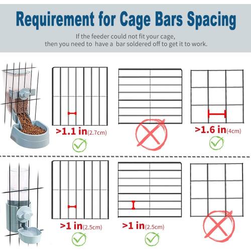 Oncpcare 1L Rabbit Cage Automatic Feeder Food Dish Small Animal Bin Feeder with Lid for Bunny Cat Ferret Chinchilla Guinea Pig