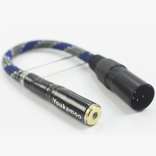 Youkamoo 4 Pin XLR to 4.4mm Female Balanced 5 Pole Silver Plated Audio Headphone Adapter Cable 20CM