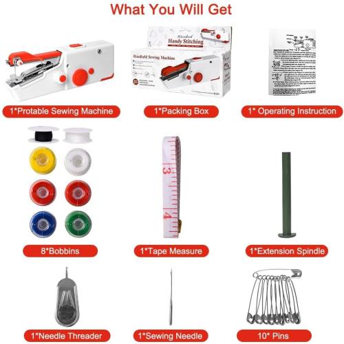 Quick Sew Mini Handheld Sewing Machine, Portable Electric Sewing Machine For Beginners Adults, Easy To Use Suitable for Sewing Clothes, Fabrics, Family Travel, DIY