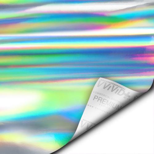 VViViD Silver Holographic Chrome Vinyl Wrap Rainbow Finish Roll DIY Air-Release Adhesive Film (1ft x 5ft)