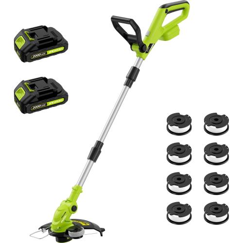 12 Cordless String Trimmer with 2 2.0Ah Battery and Charger, Electric Weed Wacker, Weed Eater Battery Powered, 20V Lawn Mower Lawn Edger, Auto Line Feed Grass Cutter Lightweight Garden Tools for Yard