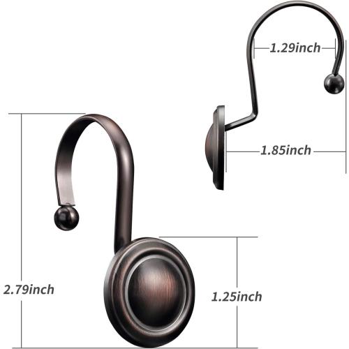CHICTIE Bronze Shower Curtain Hooks Rings,Oil Rubbed Decorative Shower Curtain Hooks,Rustproof Vintage Shower Hooks for Bathroom,Set of 12 (Oil-Rubbed Bronze)