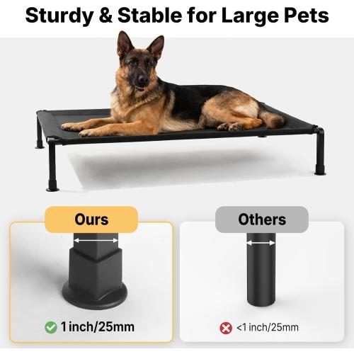 Veehoo Elevated Dog Bed Large Sized with Fluffy Plush Bolster Cushion, Washable Orthopedic Dog Couch Bed, Cooling Raised Pet Cot with Removable Mat, Breathable Mesh, No-Slip Feet, 45 x 34 inches, Grey