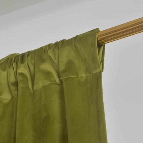 Olive Green Velvet Back Tab Curtains 108 inches Long, Block Light Thermal Insulated Window Drapes Panels for Living Room, W52 x L120, 2 Panels