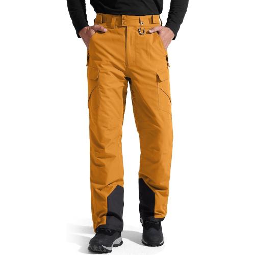 FREE SOLDIER Men's Waterproof Snow Insulated Pants Winter Skiing Snowboarding Pants with Zipper Pockets medium