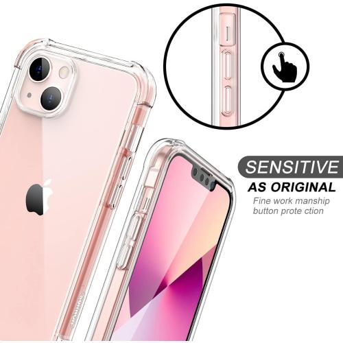 SURITCH Case Compatible with iPhone 13 6.1 Inch 360 Degree Transparent Shockproof Silicone Bumper [Ultra Hybrid] Full Body Protection Case Cover – Clear