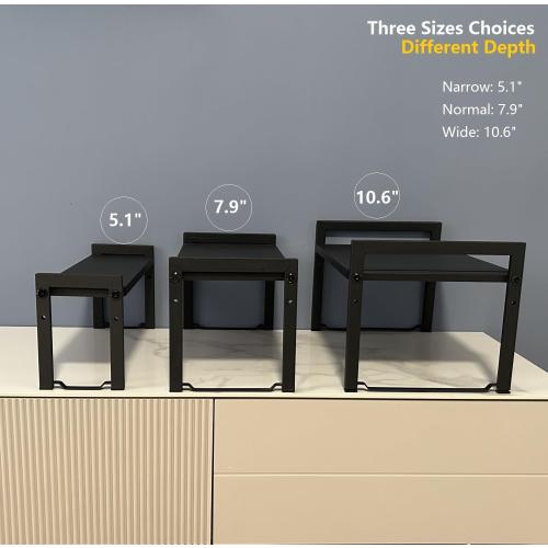 2 Pack Expandable Cabinet Shelf Organizer 16-26 L Stackable Kitchen Counter Shelves Rack Stand Sink Riser Countertop Storage Black (Narrow 5.1”D)