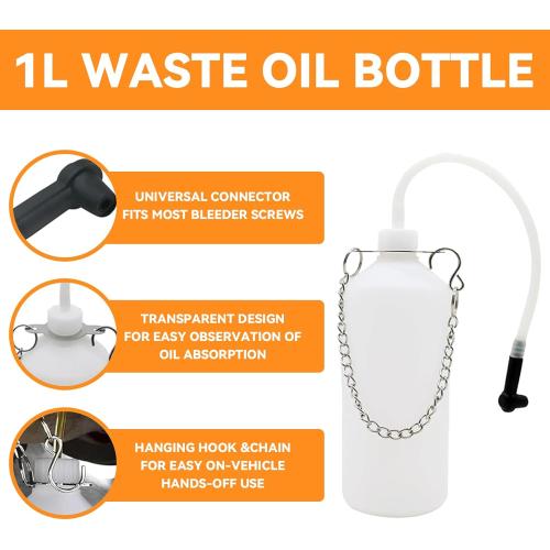 3L Brake Bleeder Kit, Manual Brake Bleeder Vacuum Pump Kit, Brake Fluid Bleeder Kit With 1l Brake Bleeder Bottle And 4 Master Cylinder Adapters, Brake Bleeding Kit Suitable for Most Vehicles