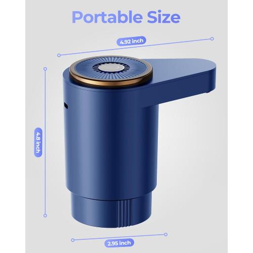 Water Jug Pump for 5 Gallon Bottle – Portable Electric USB-C Charging Dispenser, Dual Powerful Motors, Fast Flow, Fits 2-5 Gallon Jugs – Ideal for Home, Office, Camping, RV, Blue