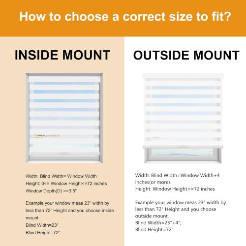Persilux Blackout Cordless Zebra Blinds for Windows (35 W x 64 H, White) with Upgraded Cassette Free-Stop Dual Layers Sheer Roller Shades for Home and Office