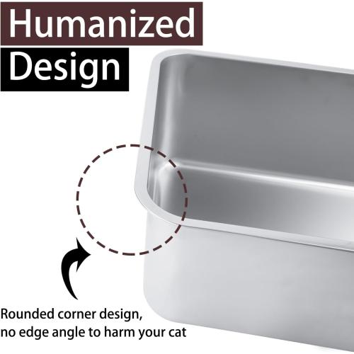 Stainless Steel Cat Litter Box for Adult Cats or Kitty/Kitten 23.6x15.8x8 Rust-Proof, High Side, Non Stick, No Smell, Easy to Clean Metal Cat Litter Box‼️light dirt and good condition‼️