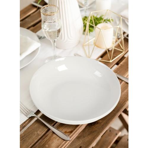 Quatish Pasta Bowls 30oz Set of 6, Salad Bowls Soup Bowl for Kitchen, Microwave & Dishwasher Safe, Large Porcelain Wide and Shallow Serving Bowl, White Dinner Plates, Dinnerware Set, Gift