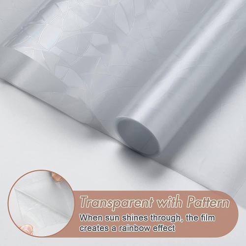 Haton Window Privacy Film, Stained Glass Rainbow Film Decorative Window Clings, Static Cling Sun Blocking Stickers Decals Coverings Tint for Home Heat Control, Non-Adhesive 17.5 x 78.7