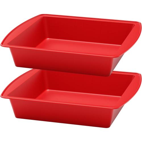 saphe 8 inch Silicone Square Cake Pan Nonstick Silicone Cake Molds, Brownie baking molds for Brownie, Cake, Bread, Pie and Lasagna 2 packs