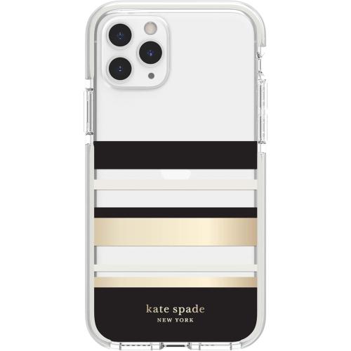 kate spade new york Park Stripe Case for iPhone 11 Pro,Polycarbonate,Shock-Absorbent - Defensive Hardshell with Cream Bumper