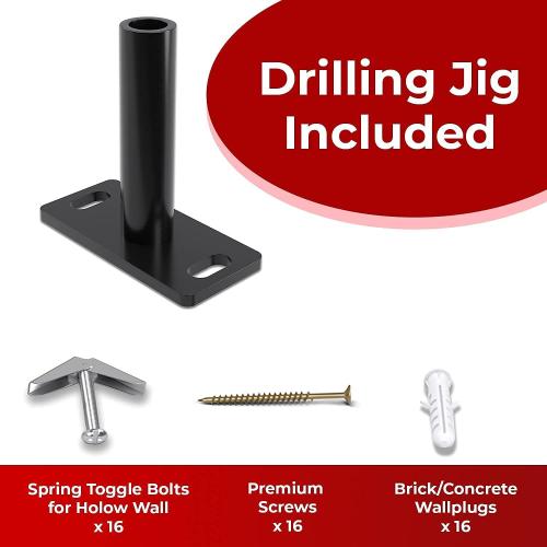 Hungsmart- 4 x 22 inch Heavy Duty Floating Shelf Bracket - Long Wall Shelves Support, Hidden Floating Shelf Hardware, Black Shelf Brackets, Perfect for Kitchen/Nursery/TV Wall Shelf Decor (8 inch rod)