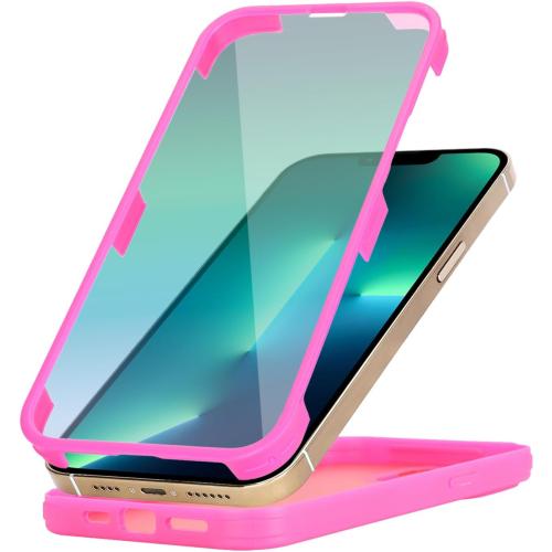 for iPhone 13 Pro Max Case with Built-in Screen Protector, for Apple 12 Pro Max Full-Body Phone Cases for Men Women Girl, Rose Red