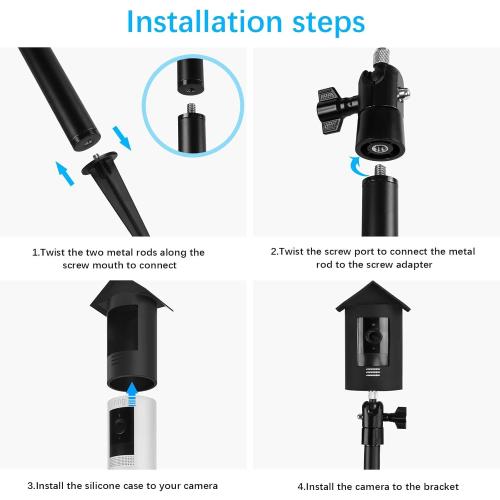 HOLACA Spike Pole Mount Ground Stake and Weatherproof Silicone Skin for Ring Stick Up Cam Battery HD Security Camera, Suitable for Stake into Soft Ground