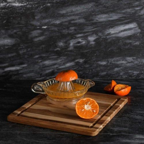 Cutting Board With Juice Canal - Square Teak Wood Serving Board (12 x 12 x .55 in.) - By Teakhaus