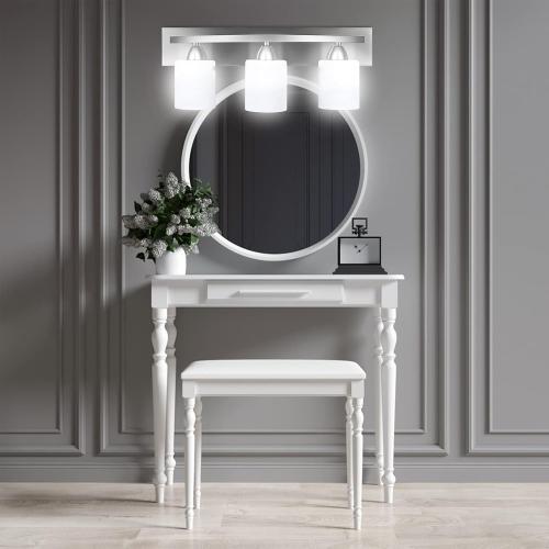 Bathroom Vanity Light Fixture - Over Mirror - Modern Glass Shade - Brushed Nickel, E26 Base, 3-Light