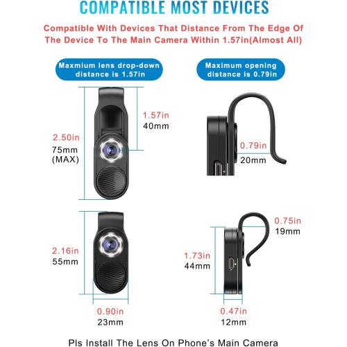 APEXEL Nano Zoom 100x Phone Micro Lens with LED Light for Smartphone - Pocket Microscope & Camera Lens Attachment
