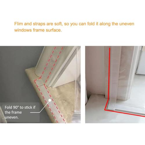 Adjustable Window Insulation Kit 47inX63in(120X160cm) for Winter Keep Cold Out,cuttable Transparent Film 180㎛ Thickness,Easy to Open for Ventilation,Reusable Plastic Window wrap