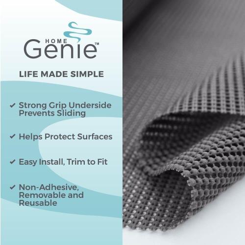 HOME GENIE Shelf Drawer and Cabinet Liner, Durable with Strong Grip, 17.5 IN x 20 FT, Non Adhesive Liners Protect Kitchen Cabinets and Cupboard, Pantry, Bathroom Drawers and Shelves, Desks, Slate Gray