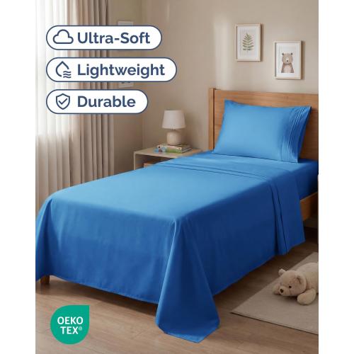 Twin Size 3 Piece Sheet Set - Breathable & Cooling Sheets - Royal Blue