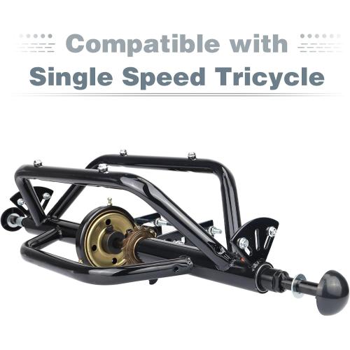 WEEROCK 20 24 26 Tricycle Rear Axle Tricycle Conversion Kit Single Speed/ 7 Speeds for 20 24 26 Inch Adult Tricycle, Trike, 3 Wheel Bikes，Black