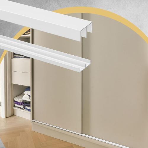 Landical 2 Sets 4 ft Long Plastic Sliding Cabinet Door Track Hardware Set for 1/2 Thick Panels Glass Window Cabinet Door Track for Sliding Closet Doors, Easy Quick Installation