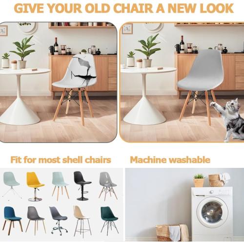 Shell Chair Covers Velvet Mid Century Modern Dining Chair Covers Stertch Dining Room Shell Side Chair Slipcovers Lounge Armless Chairs Covers for Kitchen Dining Room Set of 4 Light Gray