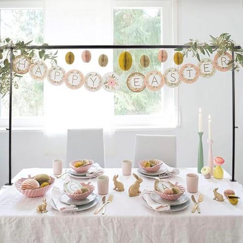 Over The Table Rod Stand with Clamps, 46-82”Length, Adjustable Metal Balloon Flower Arch Stand, Decorated Arch for Party, Birthday, Wedding, Halloween, Christmas, Black